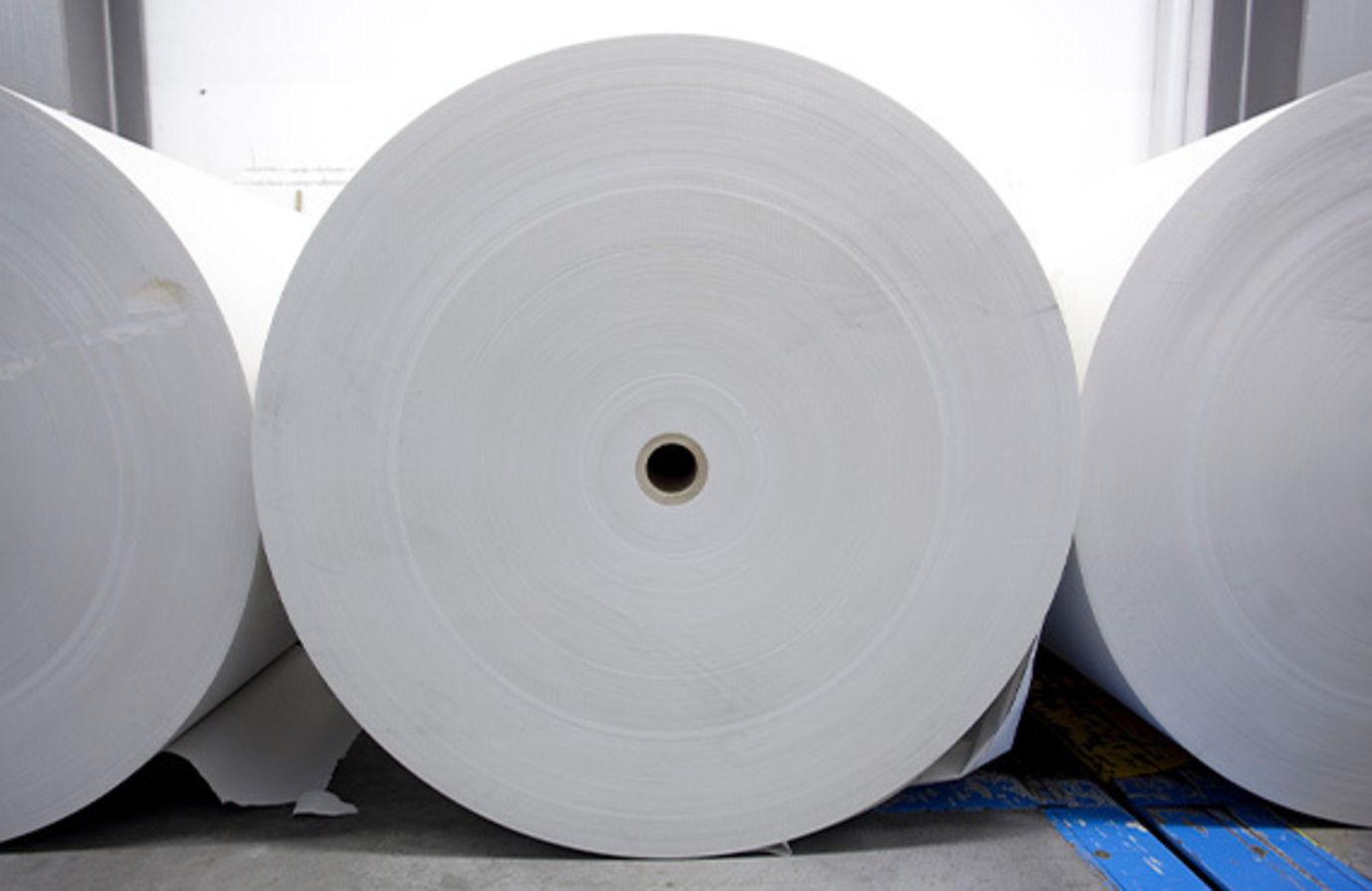 A paper roll in a factory, part of machine condition monitoring in paper manufacturing