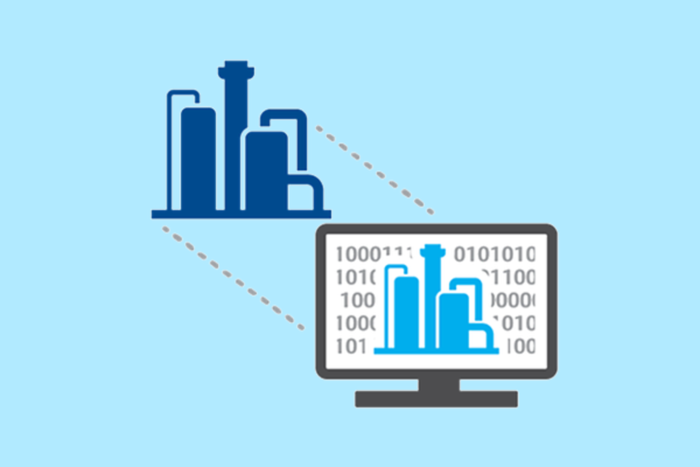 Illustration of digital twin software technology, showcasing real-time data integration and virtual modeling for enhanced operational insights.