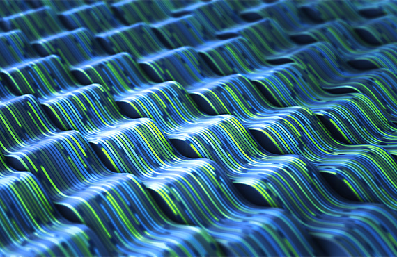 Cybersecurity data flowing with high speed showing digital transformation technology.
