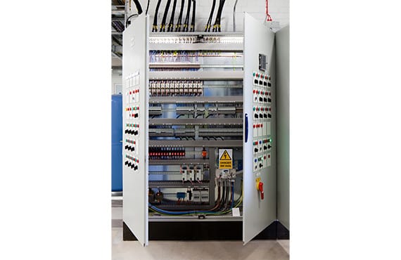 Digital control systems cabinets in a manufacturing planta.