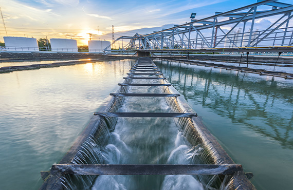 “A state-of-the-art water treatment plant emphasizing sustainable solutions in wastewater treatment and environmental protection.
