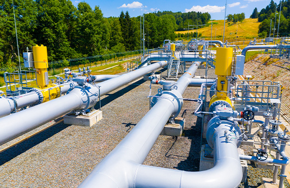 A set of natural gas distribution pipelines.