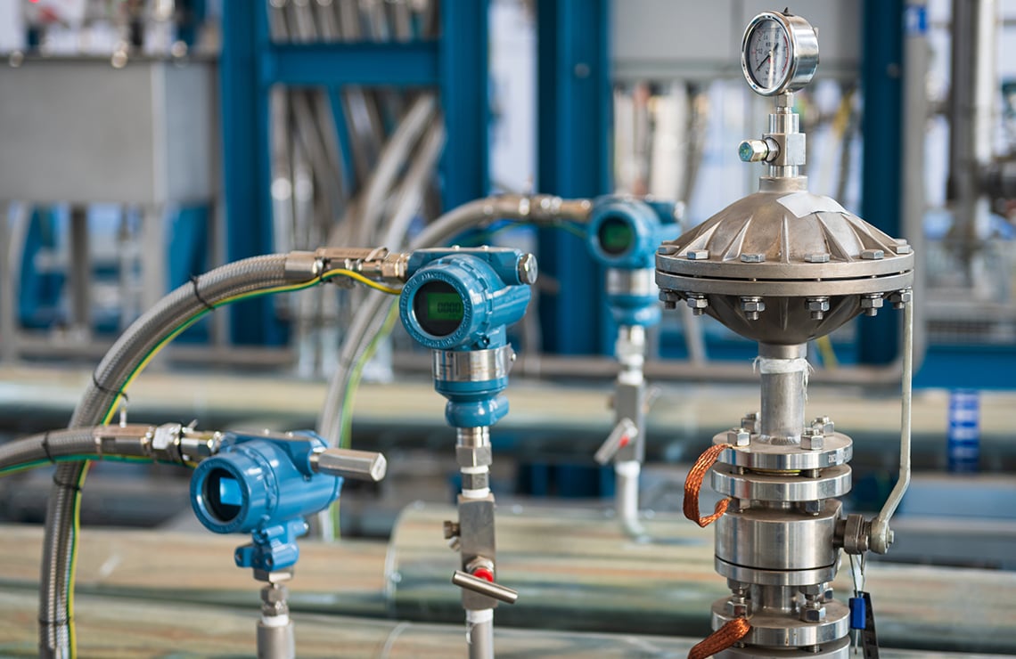 Temperature sensors and transmitters in a factory
